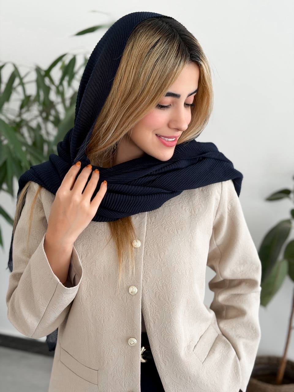 کت ژاکارد کرمی والتون