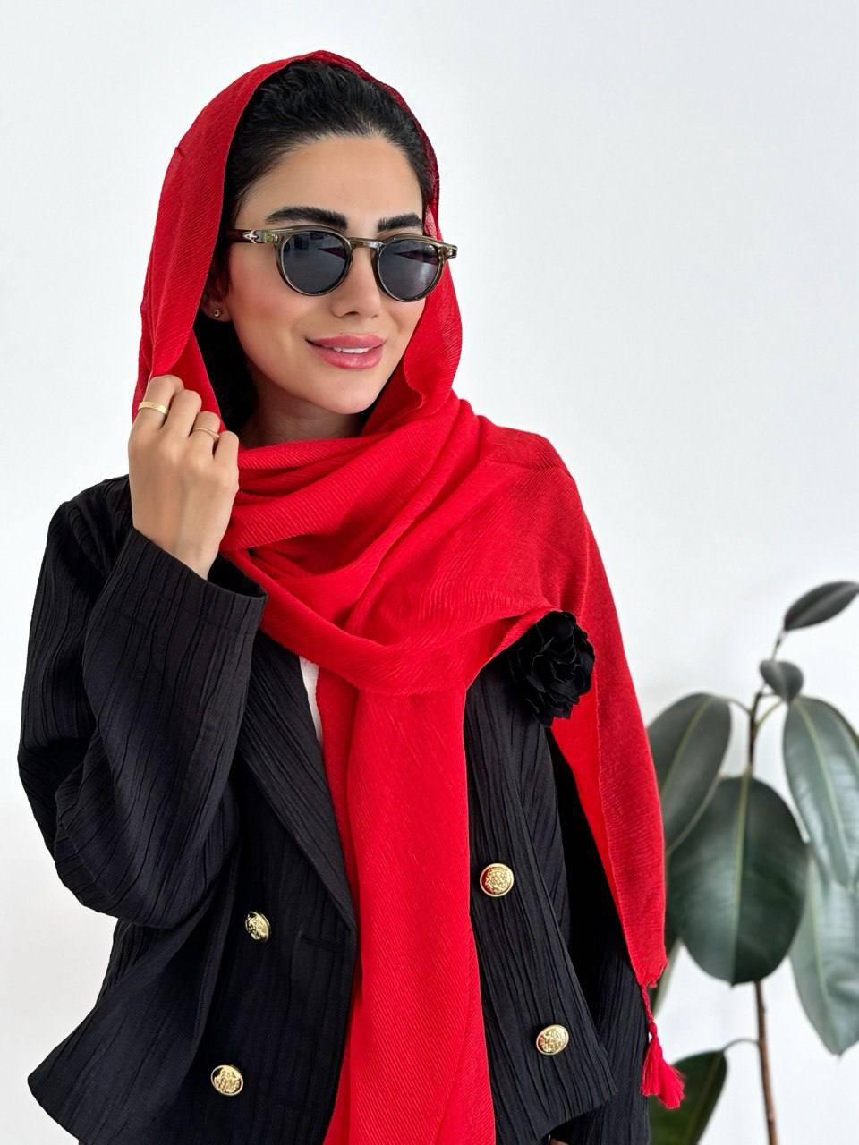 خرید شال پلیسه تیغ ماهی قرمز