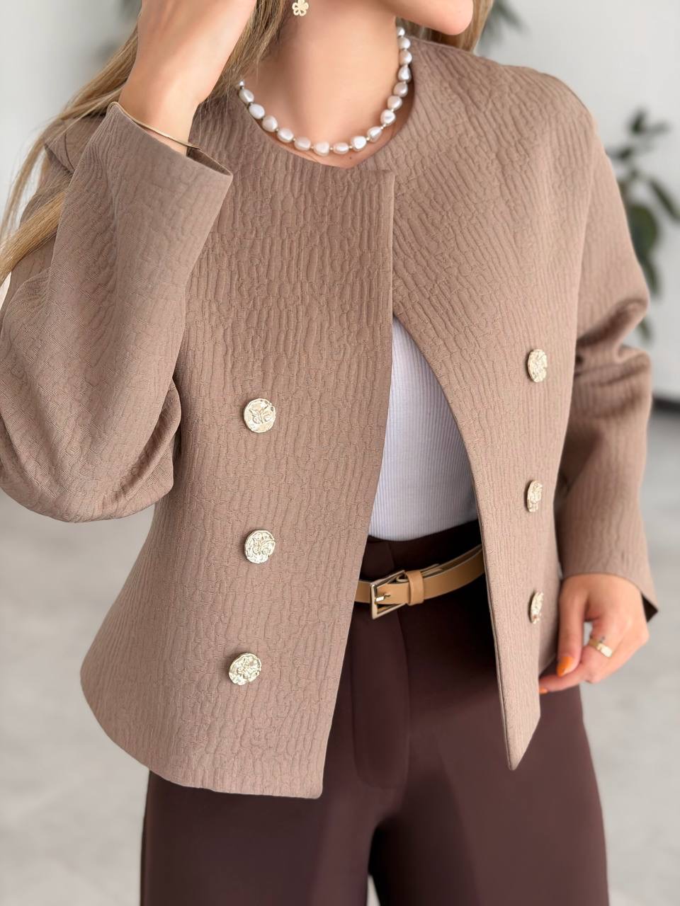 کت ژاکارد ترندی موکا