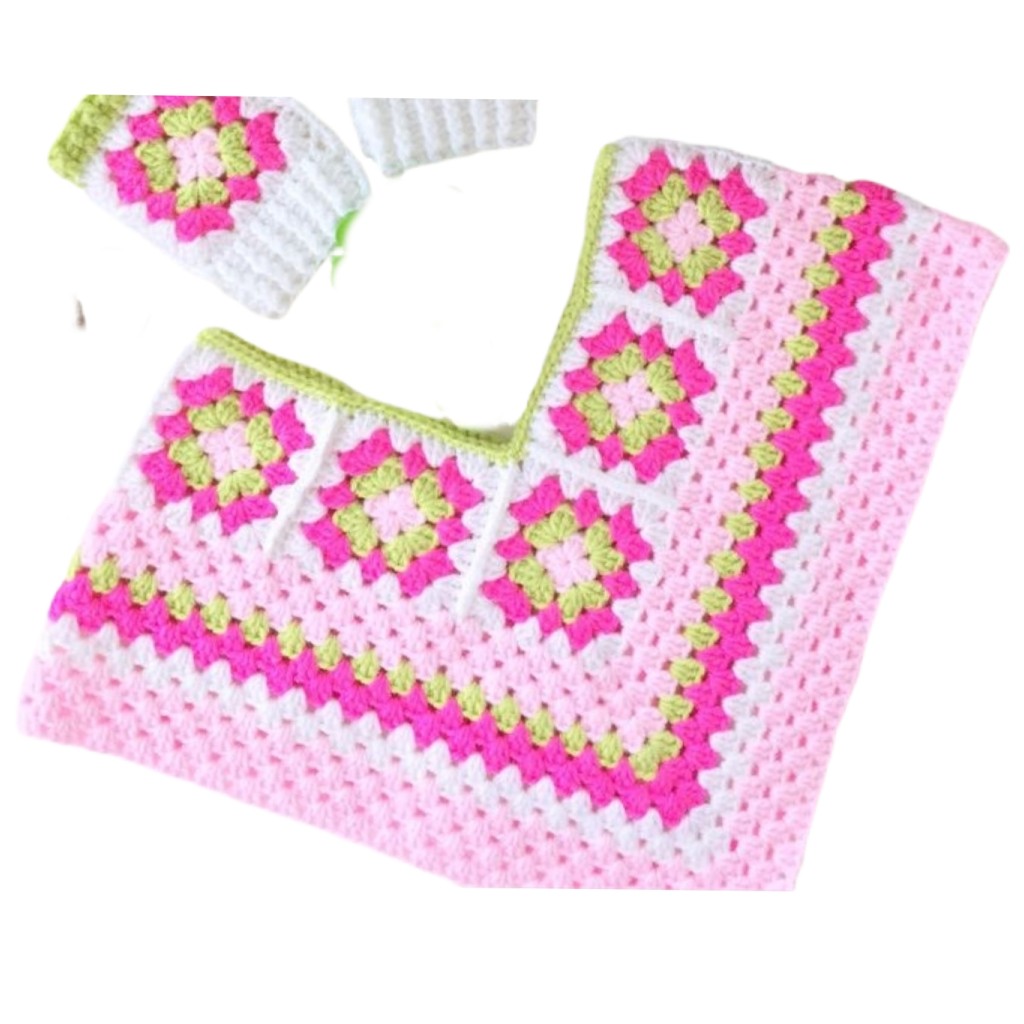 شنل بچه گانه مدل قلاب بافی کد F44