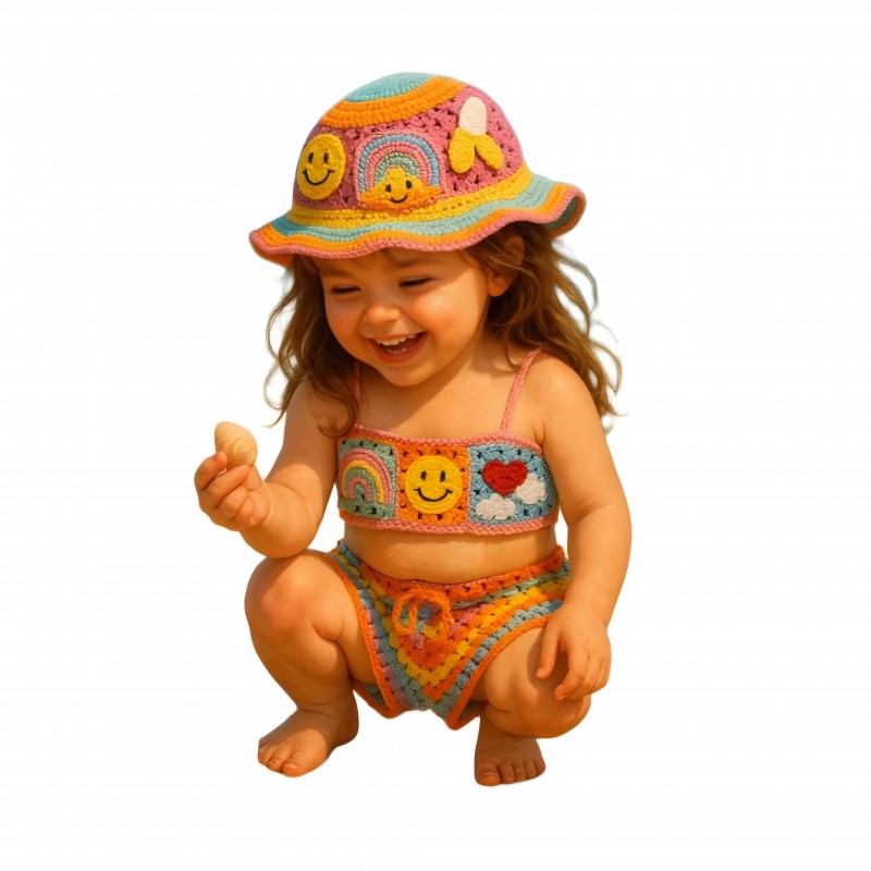 تاب شورتک بچه گانه دخترانه با کلاه