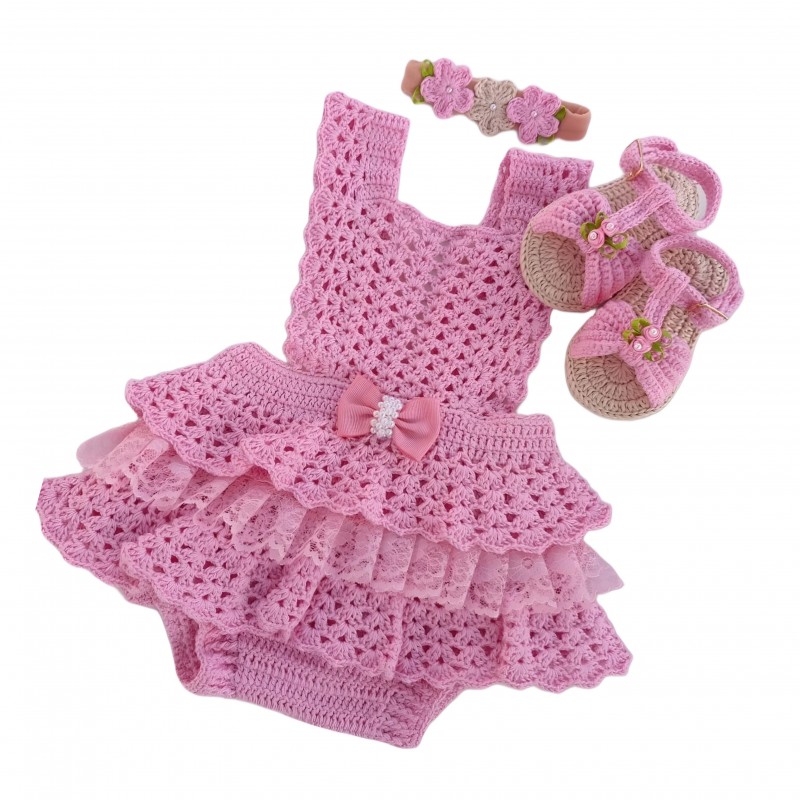 رامپر نوزادی دخترانه با پاپوش وهد