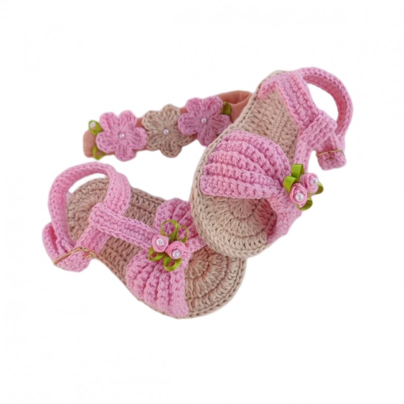 پاپوش نوزادی با تل مدل فلور کد085