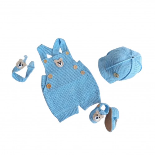 سرهمی نوزادی با کلاه وپاپوش وبند پستونک