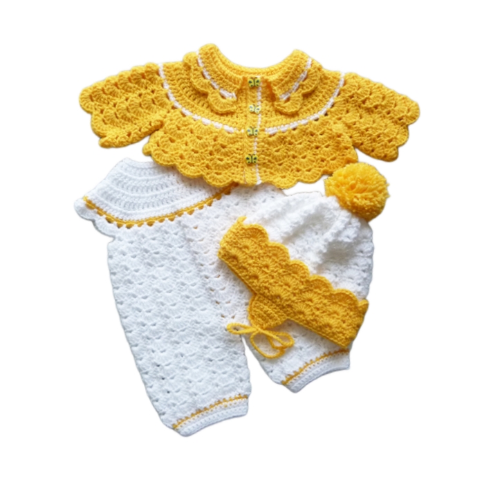 سرهمی نوزادی دخترانه با کلاه و ژاکت کدMB45