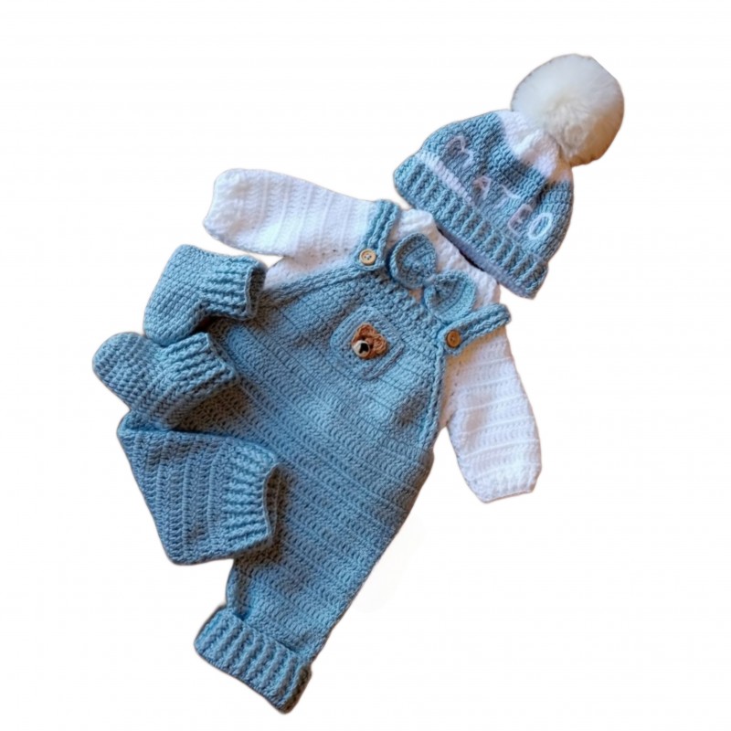 سرهمی نوزادی با ژاکت کلاهدار و پاپوش کد Gh65a