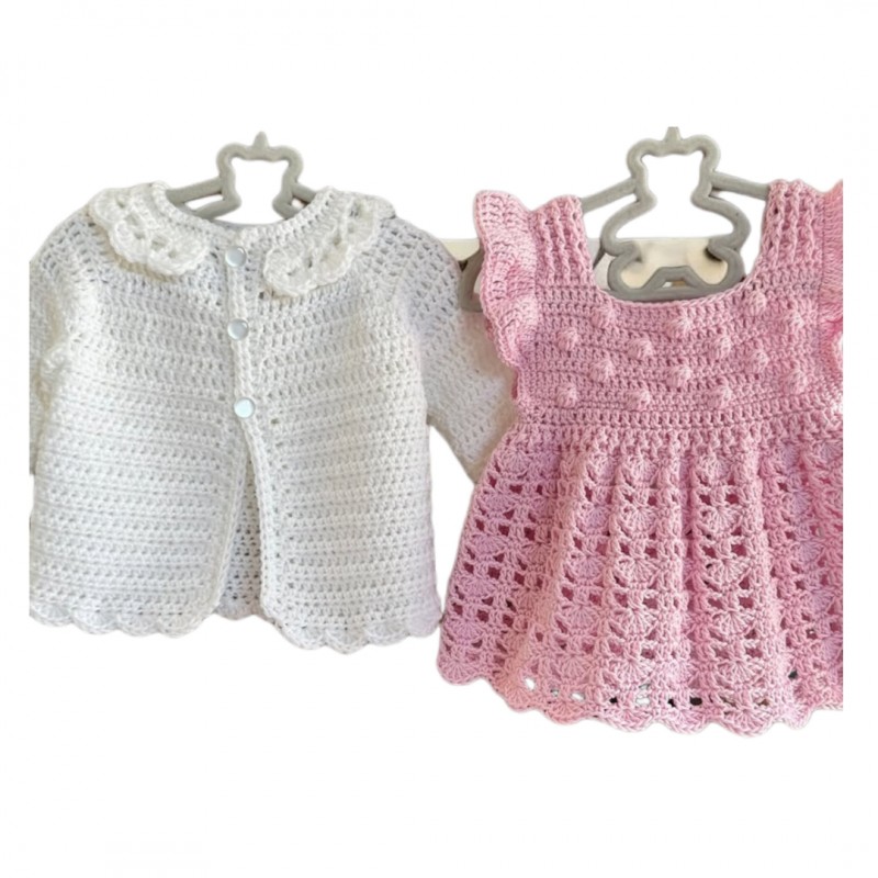 پیراهن قلاب بافی مدل پرنسس باژاکت وپاپوش هدیه کد ۴FSa