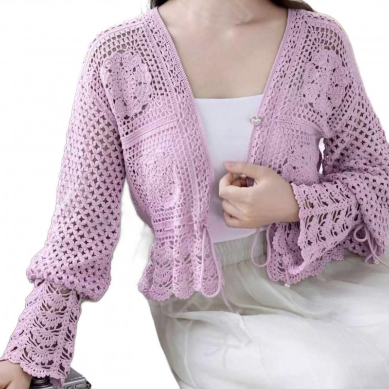 بلوز زنانه قلاب بافی کدTZX32