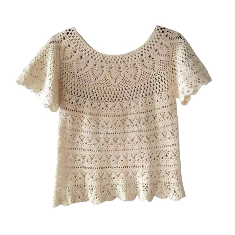 بلوز زنانه قلاب بافی کد DVE65