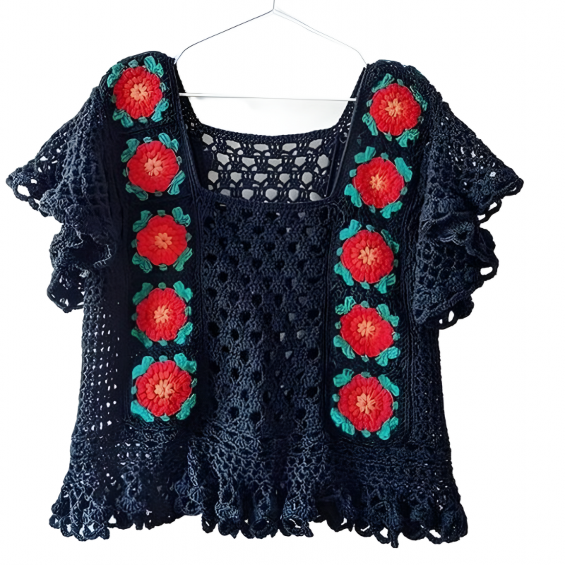 بلوز زنانه قلاب بافی کدFGU330