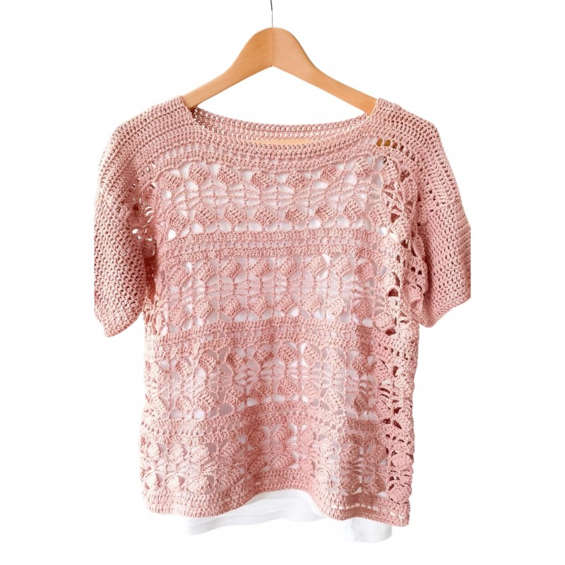 بلوز زنانه قلاب بافی کد DZG435