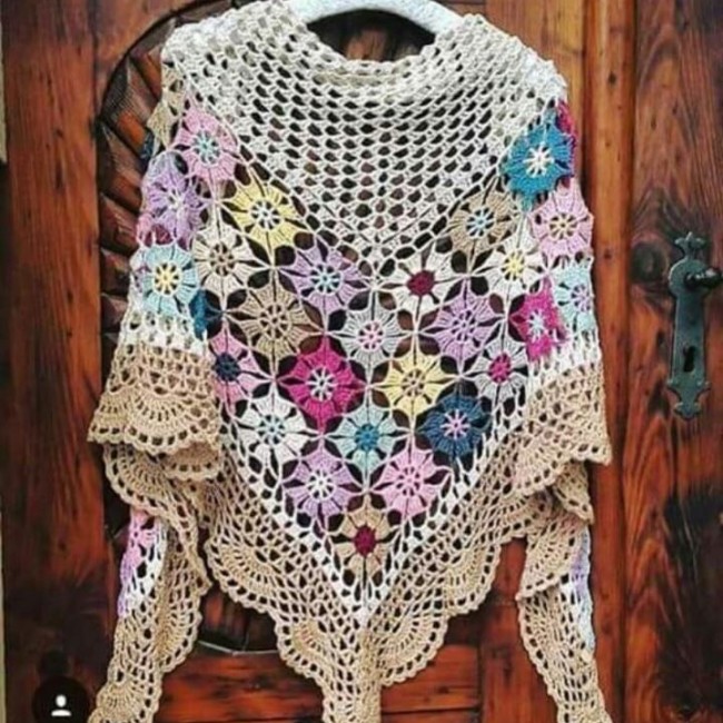 رودوشی بافتنی مدل66 star