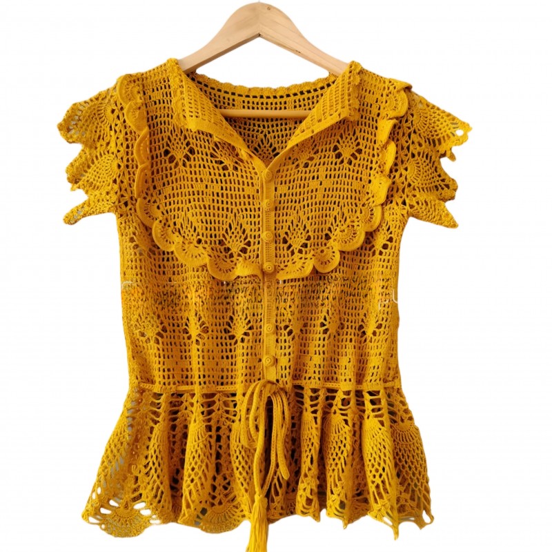 بلوز زنانه قلاب بافی کدDF305