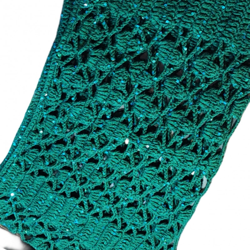 شال  قلاب بافی با نخ پولکی