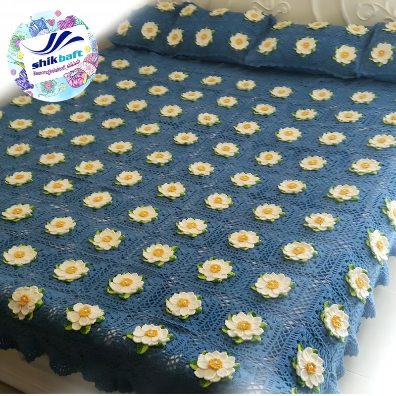 روتختی قلاب بافی طرح گل نیلوفر مدل waterlily
