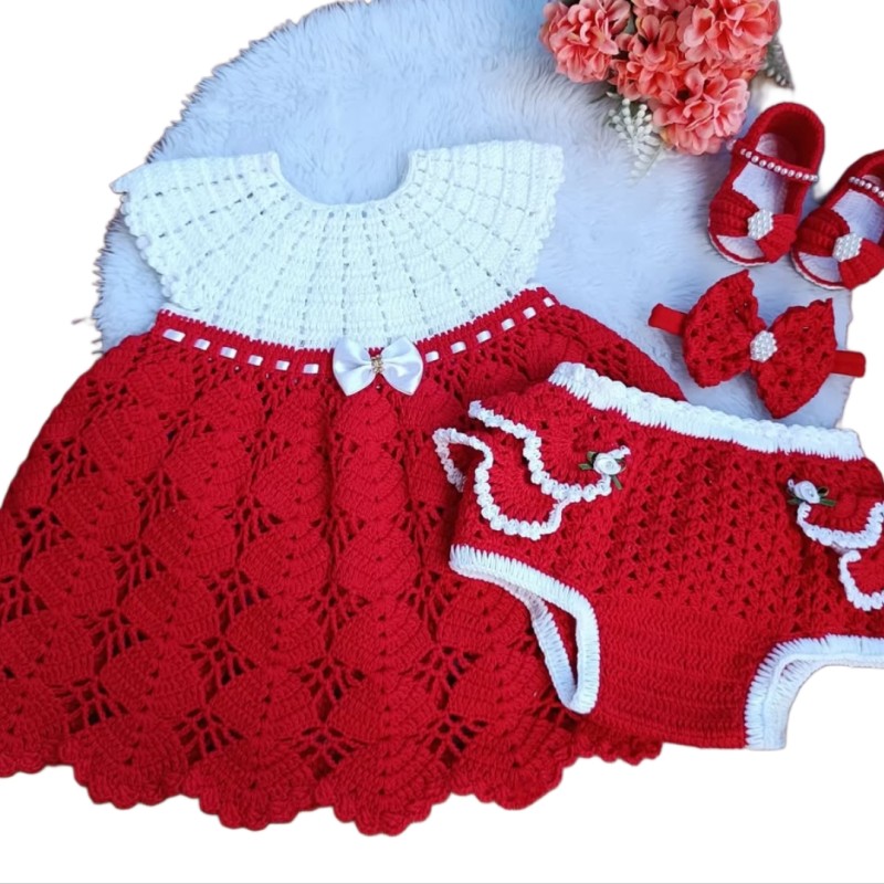 ست ۴ تکه لباس یلدایی بافتنی بچه گانه مدل440 yalda