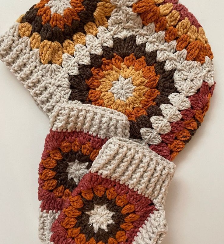 کلاه قلاب بافی زنانه با دستکش