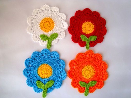 زیرلیوانی طرح گل بسته 4عددی