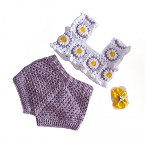 تاب شلوارک دخترانه قلاب بافی کد 87Gf