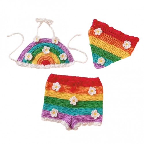 تاب شلوارک با روسری مدل Rainbow کد۰۹۸