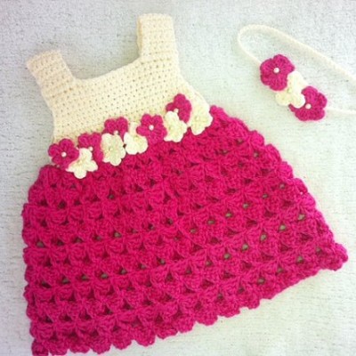 سارافون نوزادی قلاب بافی با تل