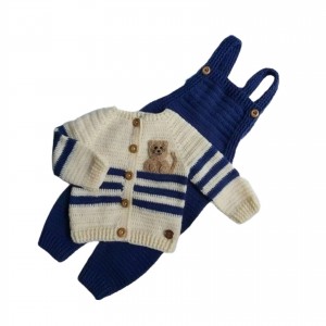 سرهمی نوزادی با ژاکت کلاهدار و پاپوش کد Gh65a