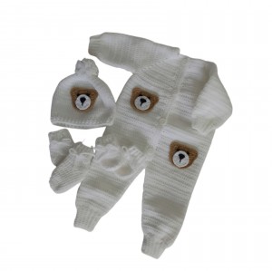 سرهمی نوزادی با ژاکت کلاهدار و پاپوش کد Gh65a