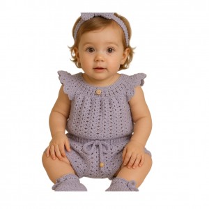 سرهمی نوزادی  با کلاه وپاپوش دخترانه کد GC33