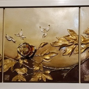 تابلو نقاشی مدرن گل برجسته