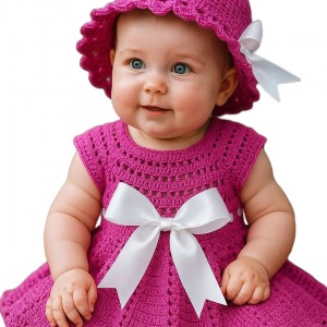 پیراهن قلاب بافی دخترانه