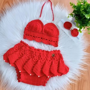 ست ۴ تکه لباس یلدایی بافتنی بچه گانه مدل 099 Hawia