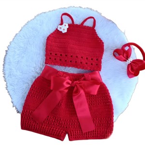 ست ۳ تکه لباس یلدایی بافتنی بچه گانه مدل 098bh9 Hawia