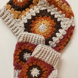 کلاه قلاب بافی زنانه با دستکش