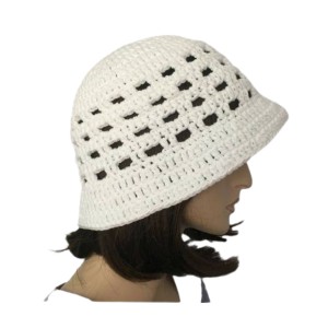 کلاه دخترانه مدل باکت قلاب بافی کدVF39