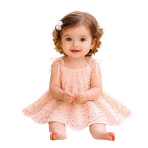 پیراهن بچگانه دخترانه مدل قلاب بافی کدRA1