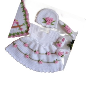 پیراهن بچگانه دخترانه مدل قلاب بافی کدCET1