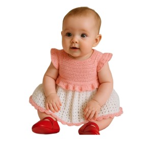 پیراهن بچگانه دخترانه مدل قلاب بافی کدCET1