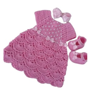 پیراهن بچگانه دخترانه مدل قلاب بافی کدZoI1