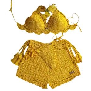 کراپ شورتک زنانه مدل قلاب بافی کدF1O