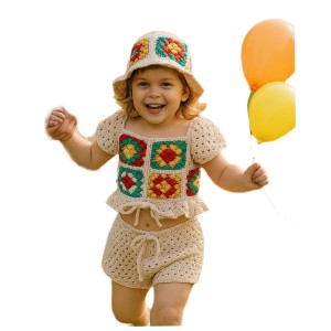 کراپ شورتک با کلاه مدل قلاب بافی کد4CD