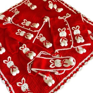 ست چهارتیکه  نوزادی پسرانه مدل قلاب بافی کدCQ