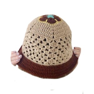 کلاه دخترانه مدل  باکت قلاب بافی  کدCW