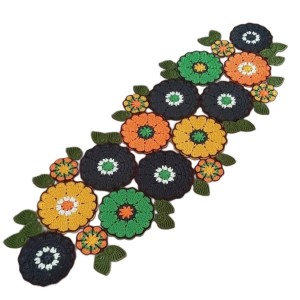 رومیزی گل و برگ مدل قلاب بافی کدYQ