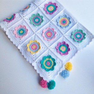 پتو نوزادی دخترانه گلدار کد 32