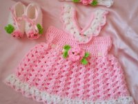 سارافون نوزادی قلاب بافی باپاپوش