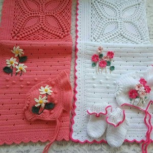 پتونوزادی بافتنی با کلاه وپاپوش مدل VGR- FLOWER