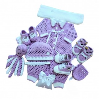 ست چهارتیکه سرهمی با پاپوش کلاه ودستکش