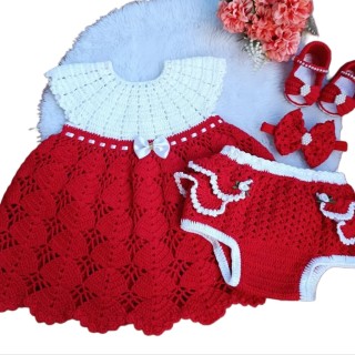 ست ۴ تکه لباس یلدایی بافتنی بچه گانه مدل 099 Hawia