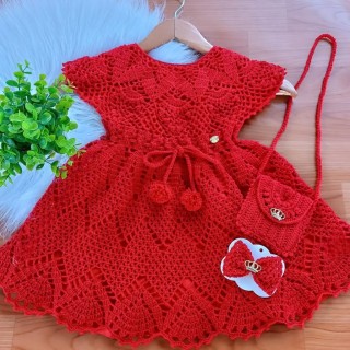 ست ۳ تکه لباس یلدایی بافتنی بچه گانه مدل 099 Hawia