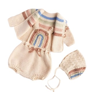 سرهمی نوزادی دخترانه با کلاه وژاکت کدNTCF56